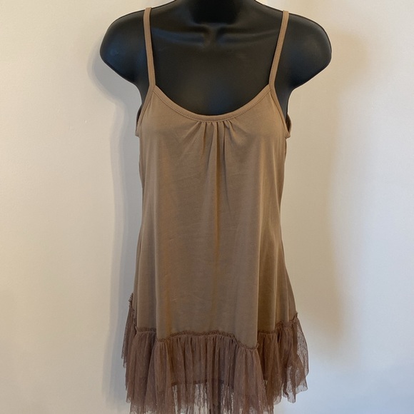 Altar'd State Womens Lace Top and Sleeve Boho Dress Brown Polka Dot Tulle Size S - Picture 6 of 12